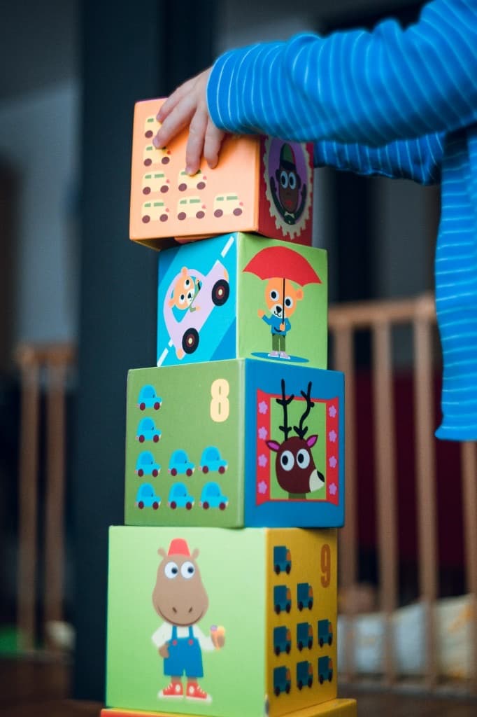 Infant stacking toy blocks at Brown Bear Day Care